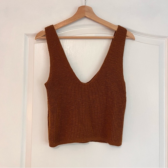 Madewell Dark Orange/Brown Cropped Sweater Tank - Picture 3 of 5